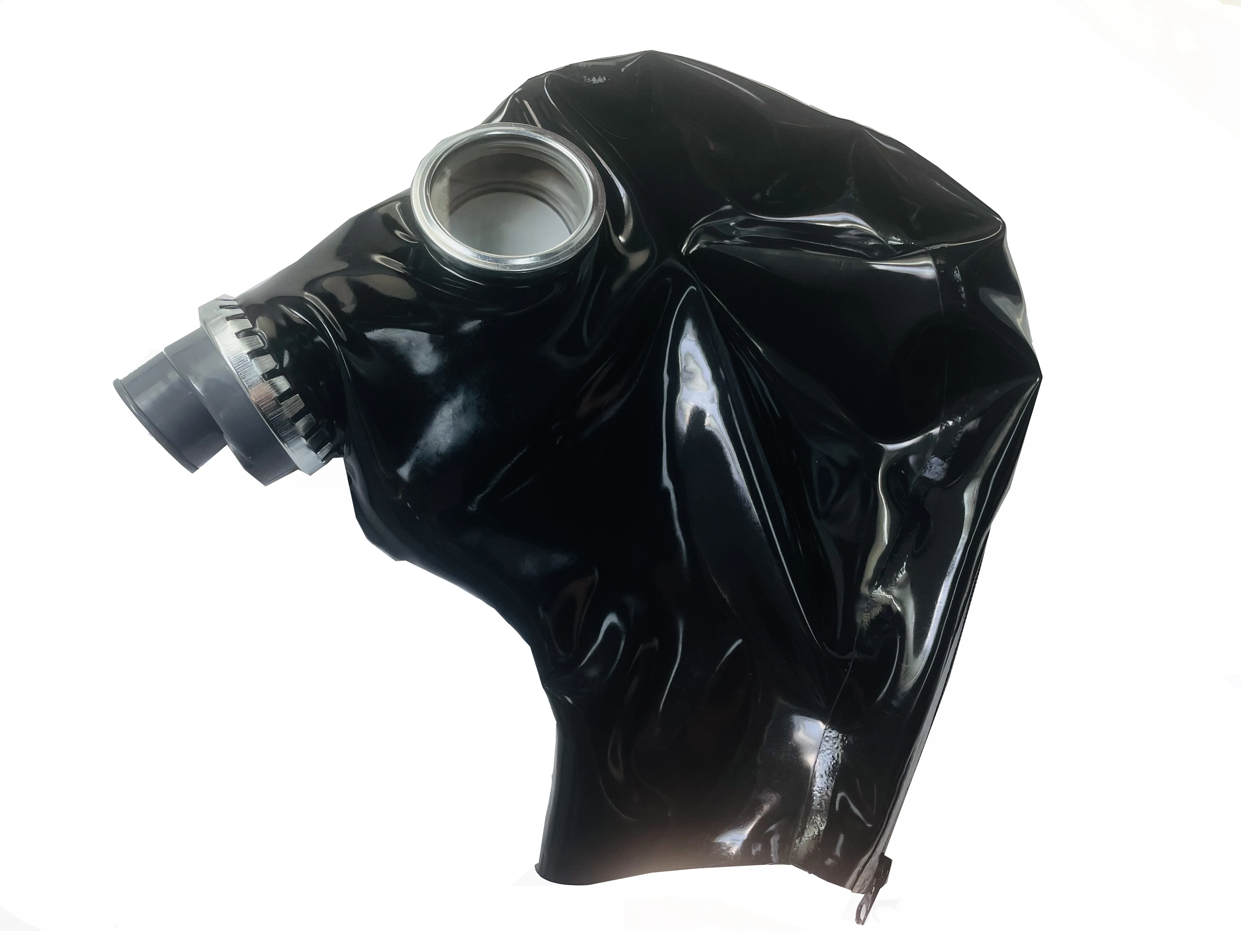 Latex Gummi Maschera Antigas Cappuccio Maschera Antigas In Gomma Nera Rebreathe