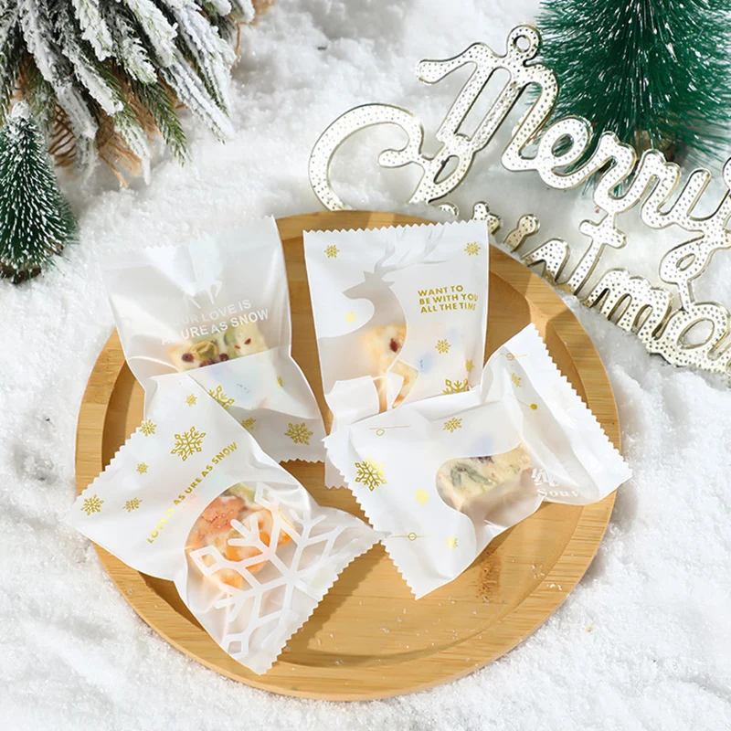100 Stück Hot Seal Weihnachtsplätzchenbeutel, handgefertigt, Süßigkeiten, Nougat, Backverpackungsbeutel, Weihnachtsdekoration, 2024, Neujahr, Weihnachtsgeschenk – Detail 4