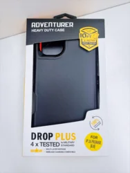 Premium Heavy - Duty Rugged Defender Case - Military Grade Anti - Drop Protection Cover - iPhone 15 Plus (Black Orange)
