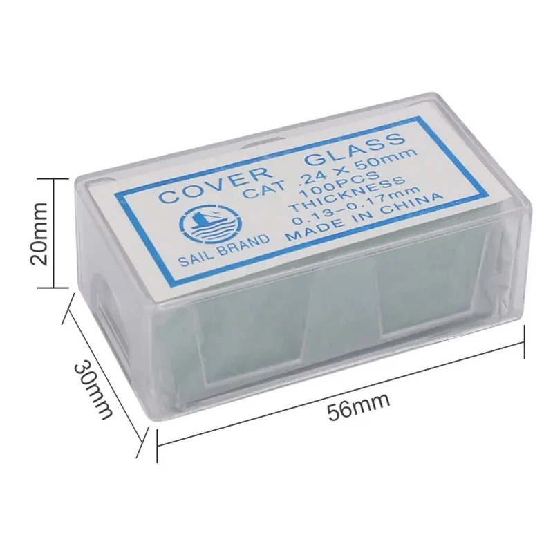 100PCS 24x50 mm Microscope Glass Slides Cover Slips Blank Slides Microscope Accessory 0.13-0.17 mm Thickness for Cell Counting