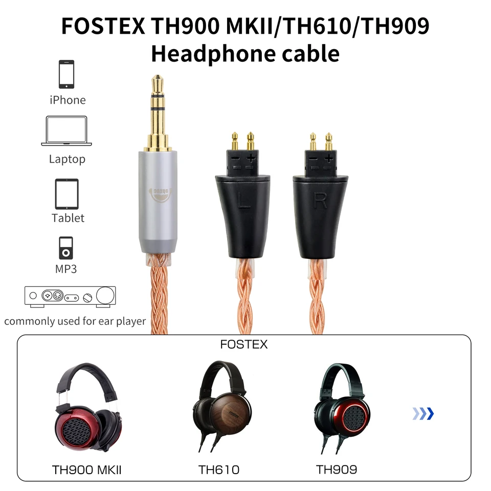 OKCSC Replacement Cable for Fostex TH900MKII TH610 TH909 2.5mm/3.5
