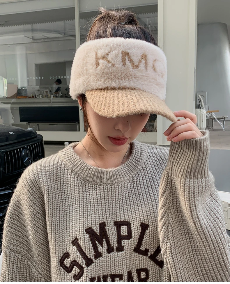 Nuovo elastico lavorato a maglia da donna con berretto caldo antivento da golf con linguetta d'anatra_voghion.com