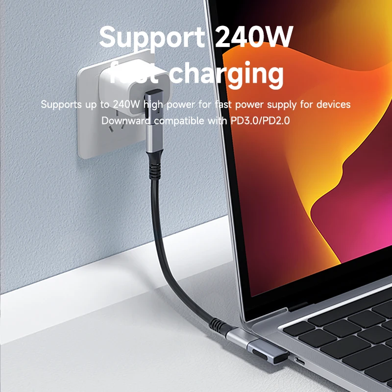 Hagibis 240W USB C to C Adapter 40Gbps 8K 60Hz 90 Degree Converter USB4 Adapter for Thunderbolt 4/3 MacBook iPhone 17 Pro Tablet
