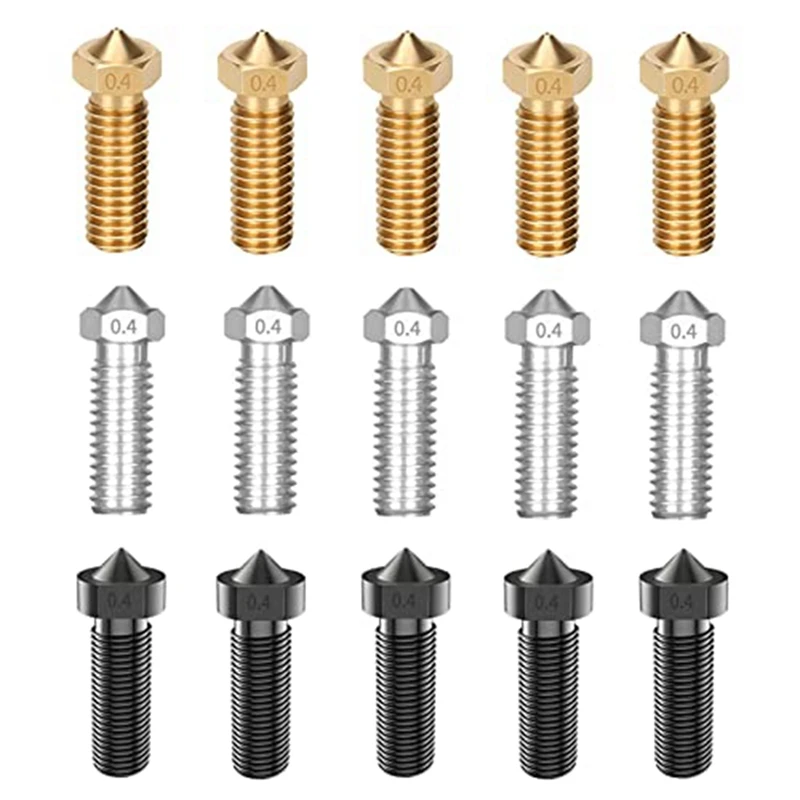 

Metal Nozzles For Anycubic Vyper, 3D Printer Parts Hardened Steel/Stainless Steel/Brass 0.4Mm