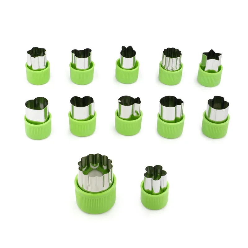 6/8/10Pcs Heart/Flower Shape Vegetables Cutter Plastic Handle Cookie Cutters Sandwiches Cutter Stainless Steel Fruit Cutting Die vegetable slicer,fruit slicer,vegetable cutter,food slicer,apple cutter