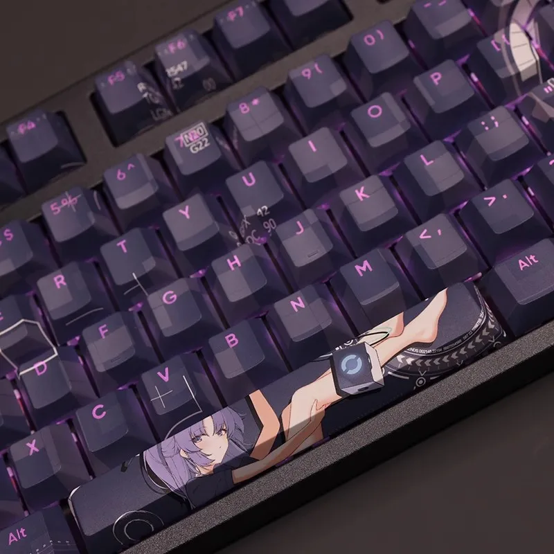 Desenhos Animados Anime Gaming Key Caps Arquivo Azul Hayase Yuska Keycap Pbt Backlit Keycaps Ansi 61 87 104 108 Conjunto de Chaves - Imagem 6