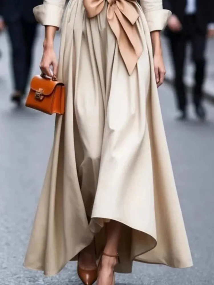 قميص نسائي بلون واحد فساتين طويلة مزاجه أنيقة التل...