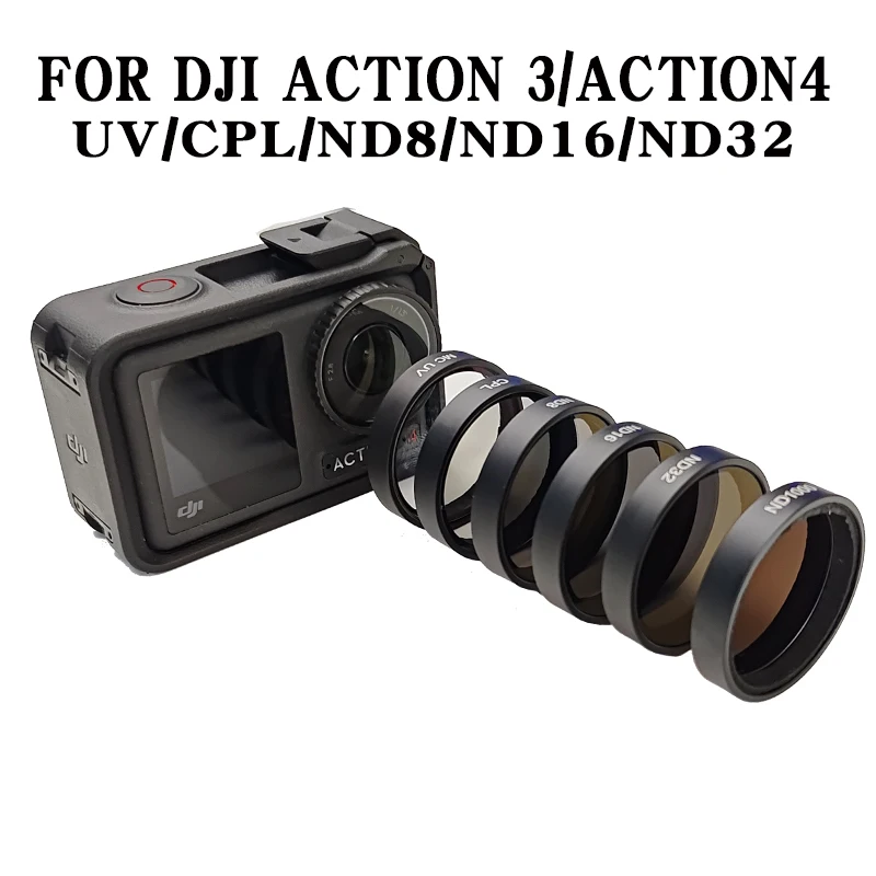 

UV CPL ND8 ND16 ND32 Lens Filter Set Frame For DJI Action Osmo 3 4 ND CPL Lens Camera Accessories 4PCS/lot Aluminium Alloy