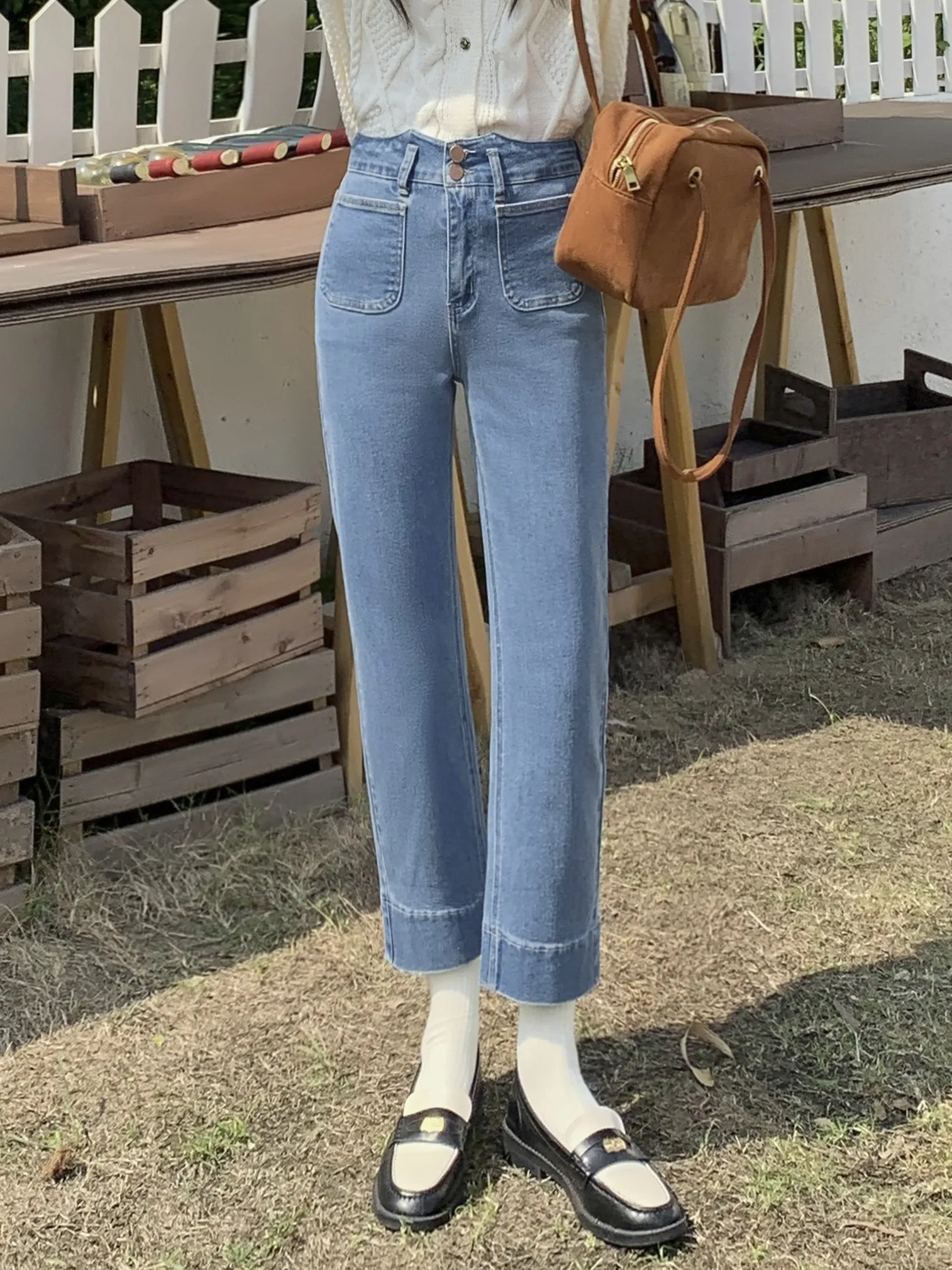

ZHISILAO New High Waist Ankle-length Jeans Women Casual Cotton Stretch Denim Pants Spring 2024
