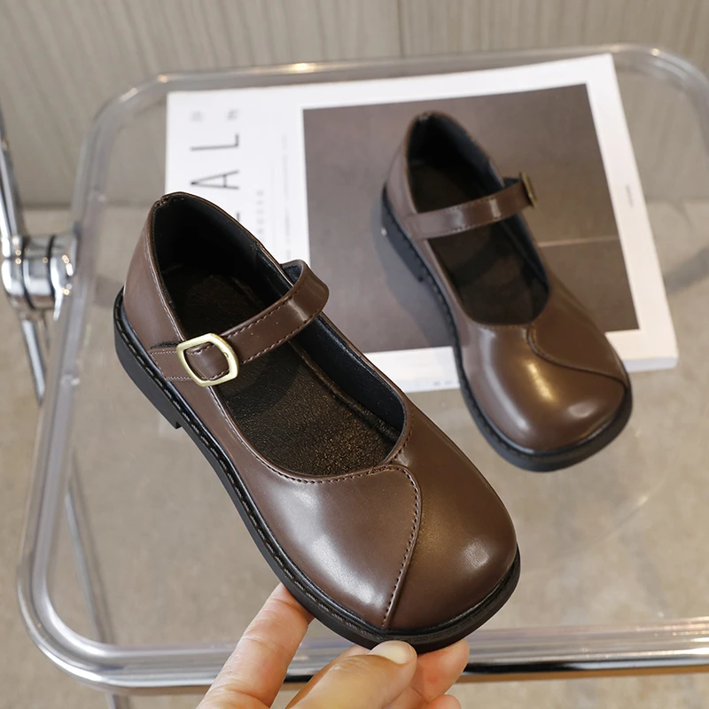 Leather Kids Flat Shoes for Girls Wedding Party