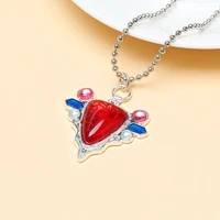 Anime JoJo Bizarre aventure Collier Joseph Joestar colliers femme mode rouge rubis pierre coeur Collier Cosplay Collier 5