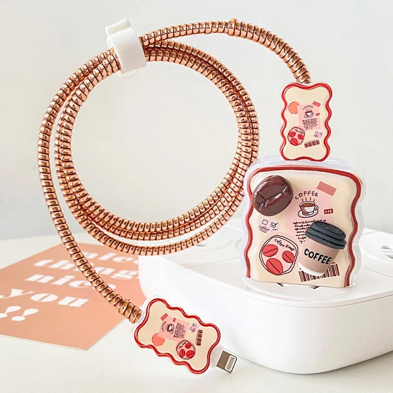 New Cute Charger Cable Protector For IPhone 15 14 13 12 18W 20W Original Charger Data Line Spiral Winder Protective Sleever