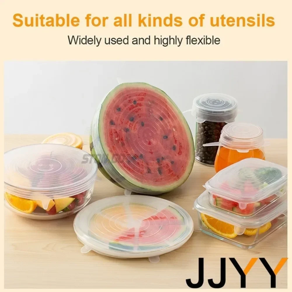 6 Pcs Multifunctional Stretchable Silicone Cling Cover for Fruit & Vegetable Seal Refrigerator & Microwave