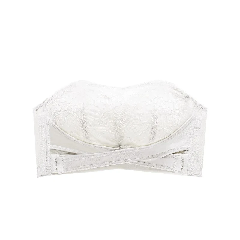 Fallsweet Lace Strapless Bra for Women Wireless Push Up Bralette Anti-Slip Invisible Brassiere Sexy Underwear Thin Cup Lingerie