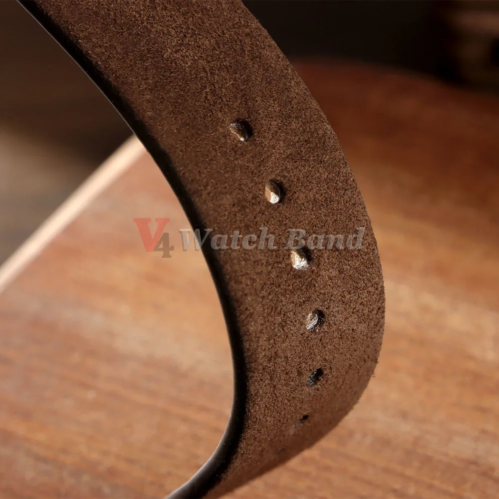 Premium Vintage Suede Cowhide Watch Strap in Blue Brown – Sporty & Stylish Replacement Watchband Accessory