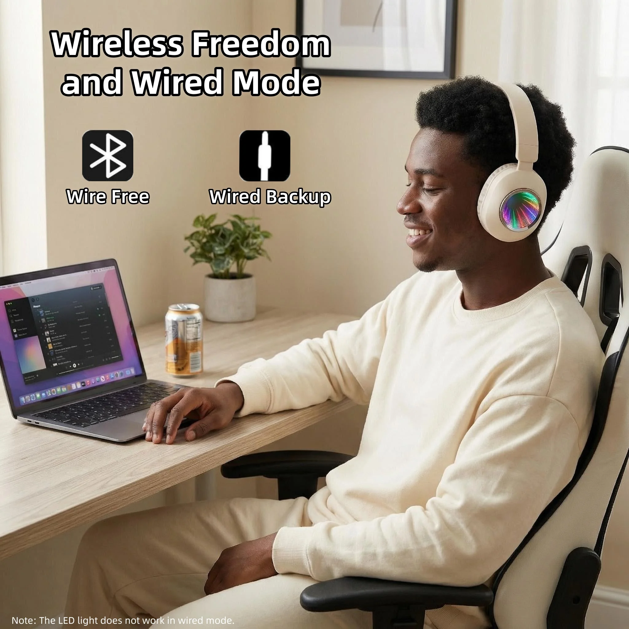 Deep Abyss Light Wireless Bluetooth Headphones – HiFi Stereo Foldable Over-Ear Headset with TF Card Slot & Portable Design 4