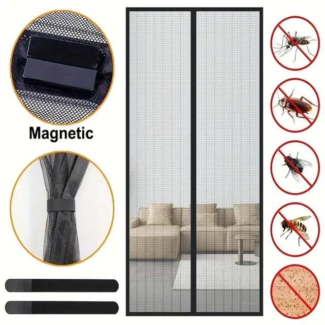 Magnetic screen curtains custom door size,mosquito net custom door size,mosquito net chain automatic closing living room kitchen 1