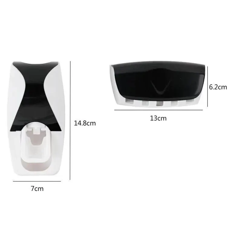 Toothbrush Holder 1Set With Automatic Toothpaste Dispenser Wall Mounted Toothbrush Storage Rack Bathroom Toothpaste Squeezer