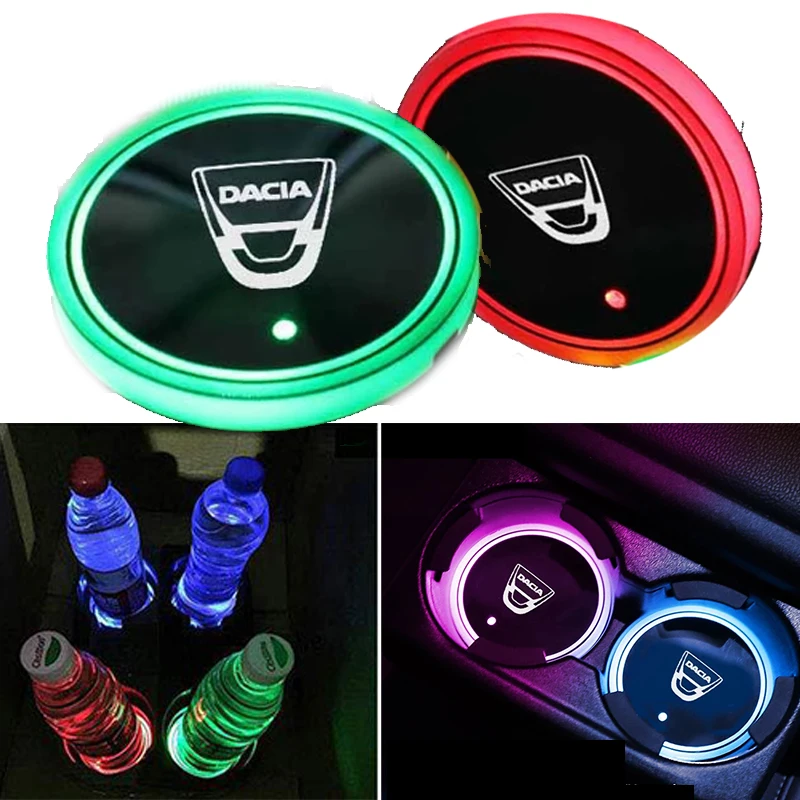 Auto Led Light Car Cup Holder Coaster For Dacia Duster Logan Dokker
