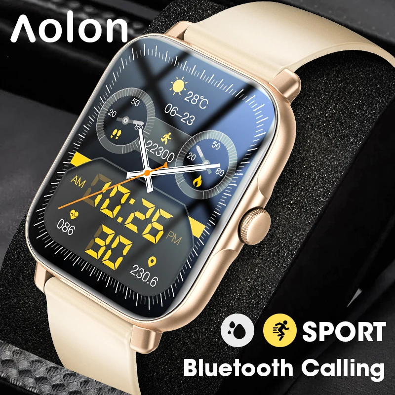 

Aolon New 1.69 inch Smart Watch Men Heart Rate Sleep Monitor IP67 waterproof 100+ sports modes Bluetooth Call Smartwatch Women