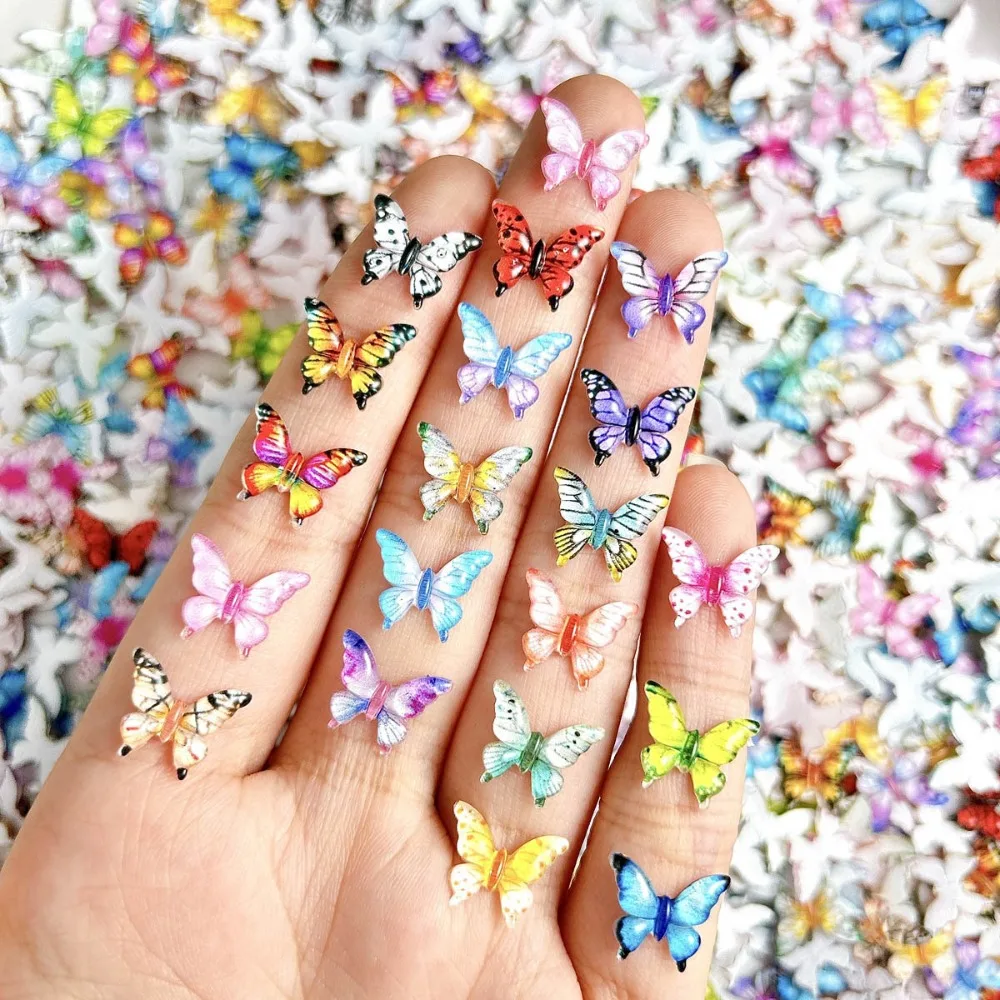 50pcs Tiny Mix Butterflies Miniature - Fairy Garden Ornament Micro Landscape DIY Nail Art Crafts Decoration Home Accessories
