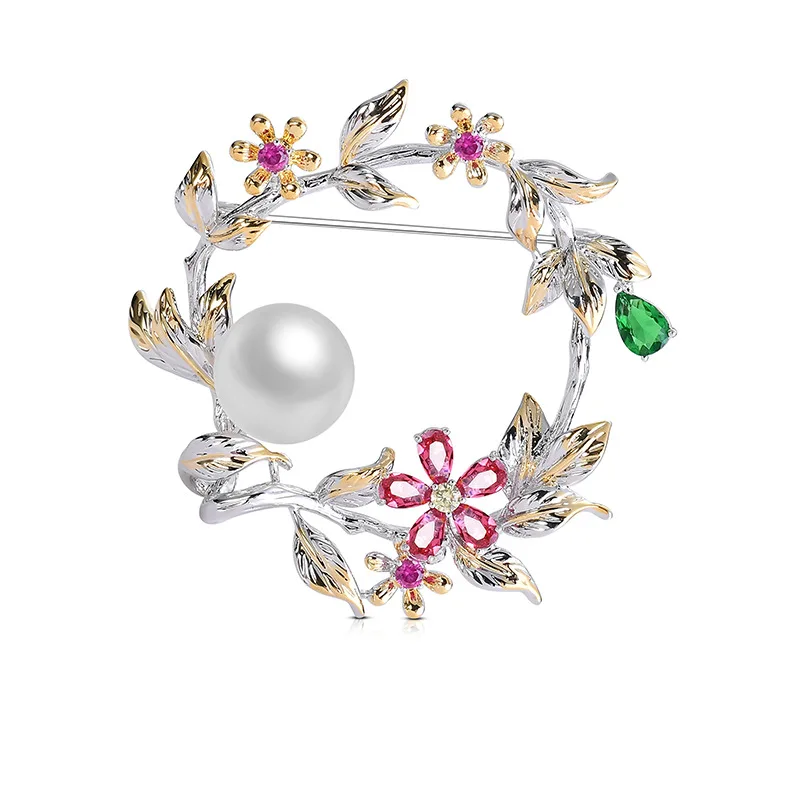 Yesbay Women's Flower Brooch Pin Shiny Rhinestone Party Jewelry Scarf  Garment Gift,Brooch Pin 
