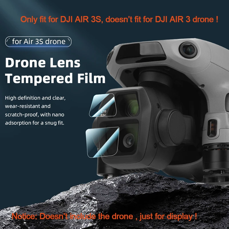 Pellicola Protettiva In Vetro Temperato Per Lente Fotocamera DJI Mavic Air 2 - Set Da 3, 9H, 2.5D, Alta Trasparenza - 2