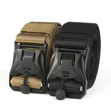 

New Army Tactical Belt For Mens Zinc Alloy Automatic Magnetic Buckle Nylon Belt Quick Release Nonporous High Quality Canvas Belt