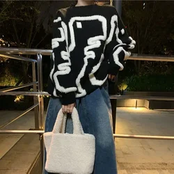 Korean Style Kawaii Dinosaur Cartoon Sweater - Long Sleeve Winter Pullover - M (Black)