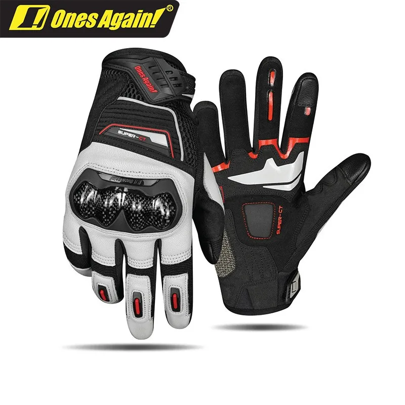 Ones Again! MG08 Motorcycle Gloves for Men Summer Breathable Carbon Fiber Off-road Motorbike Riding Protector Four Season Gloves riding tribe men motorcycle riding jacket summer breathable moto protective motocross motorbike motorcycle riding clothing