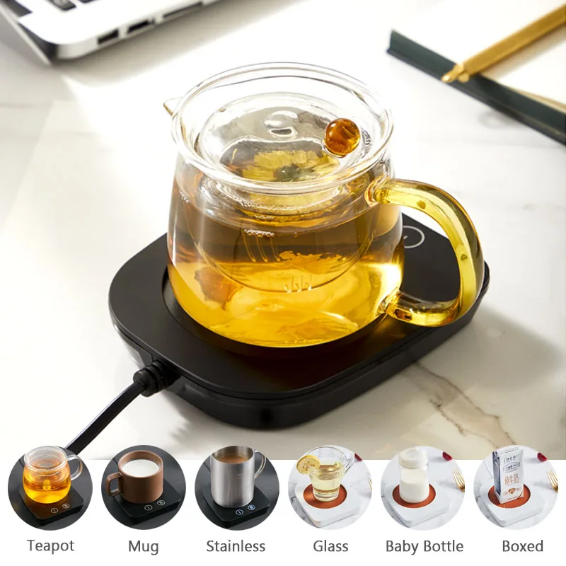 Smart Coffee Mug Warmer for Office Desk Use Electric Beverage Warmer 3 Temperatures Auto-off Heating Plate for Tea Water Milk