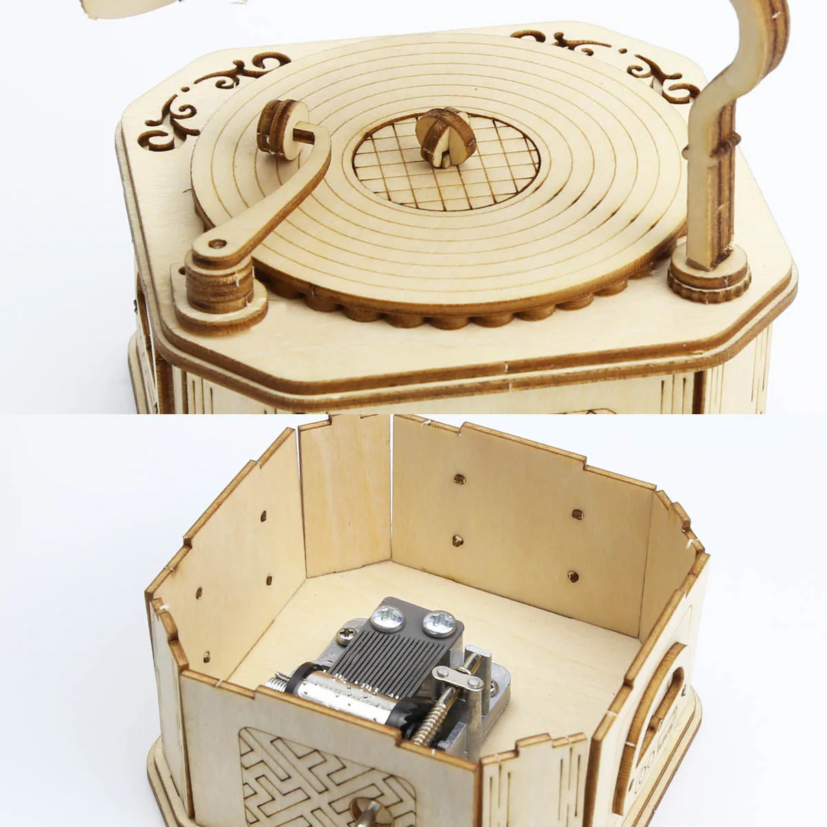 3D Wooden Gramophone Music Box Puzzles Kits for Teen Adults Construction Models Set Toys DIY Assembling Machnical Christmas Gift 3