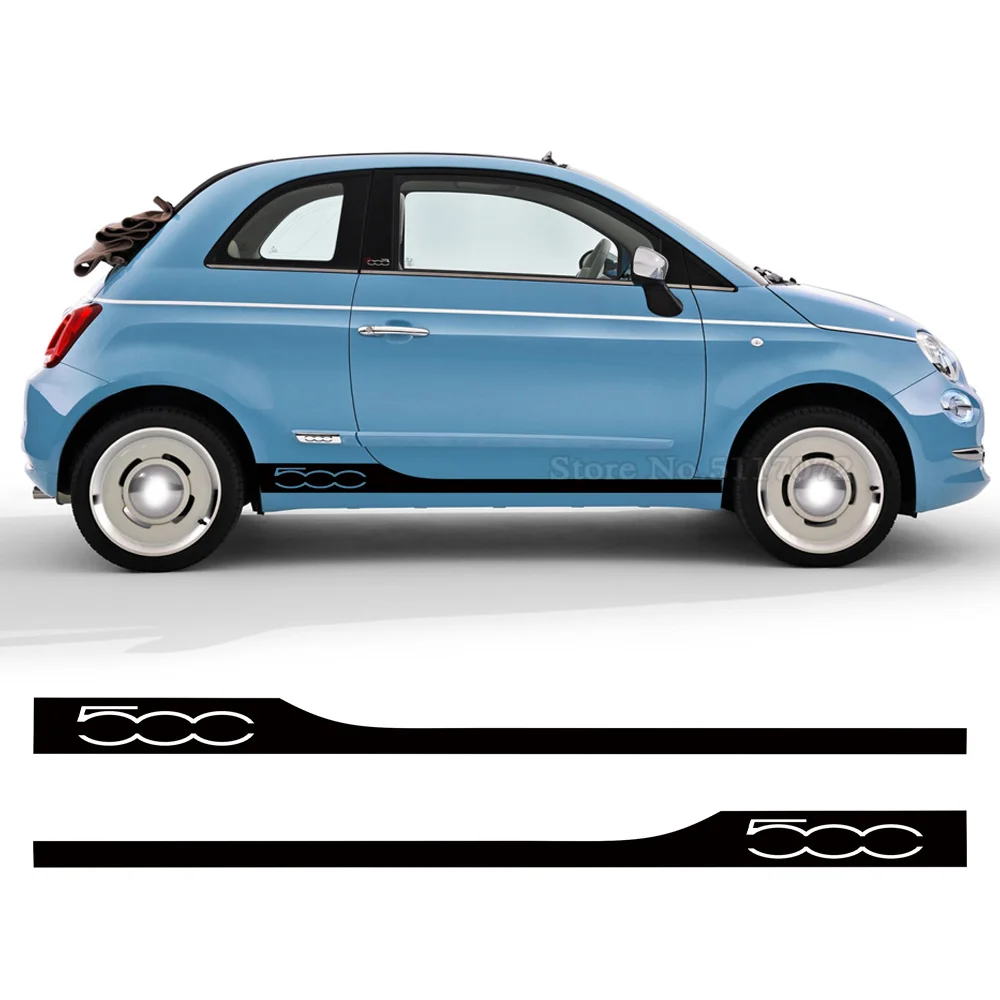 2Pcs Car Door Side Stripes Gonna Adesivi Auto Body Vinyl Kit Decalcomania Per Fiat 500 Abarth 595 695 500C 500E Accessori Esterni