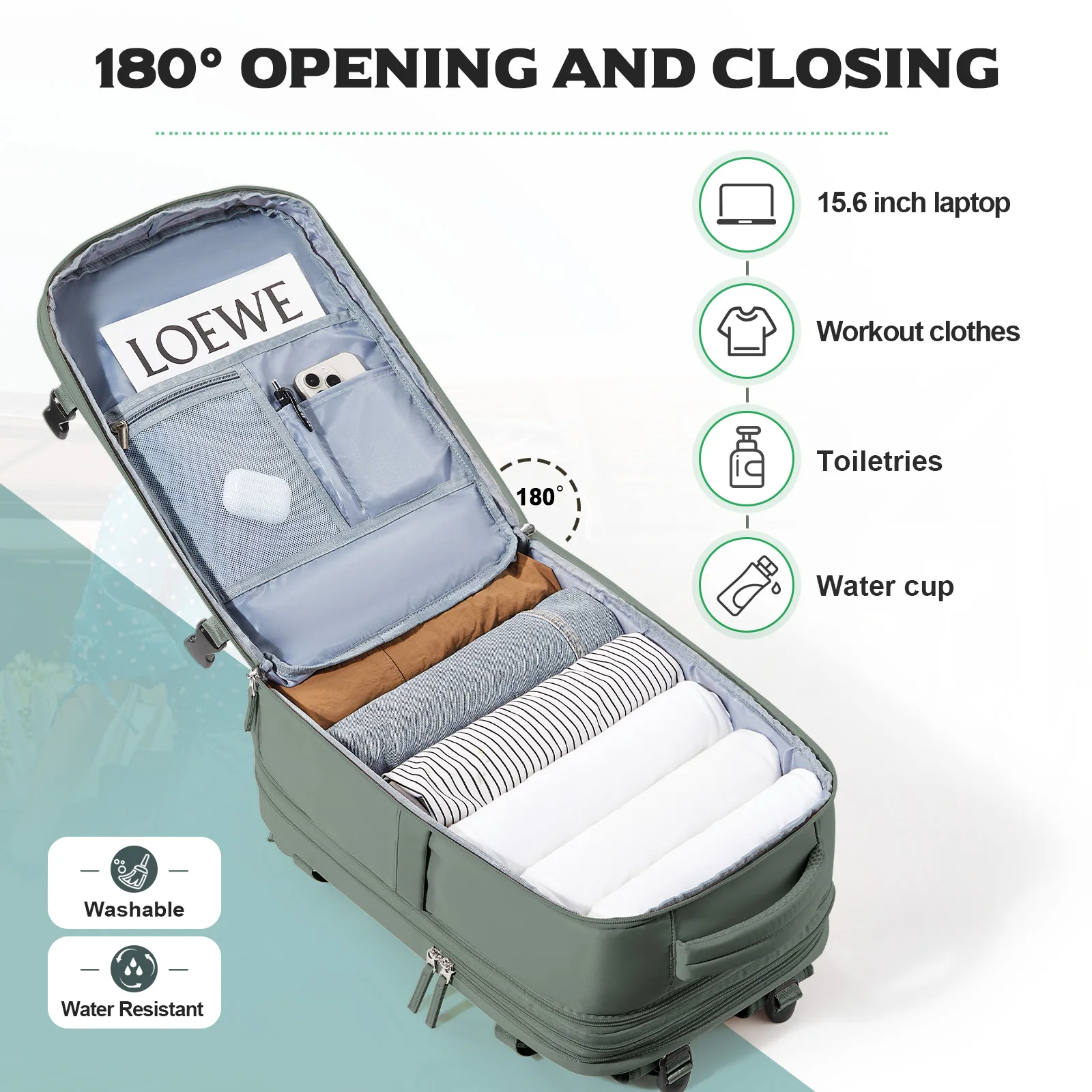 Expanded 46L Hiking Rucksack Cabin airplane 45x36x20 Travel backpack , Hand Luggage Travel Bag, Men Women's 17inch Notebook Bag