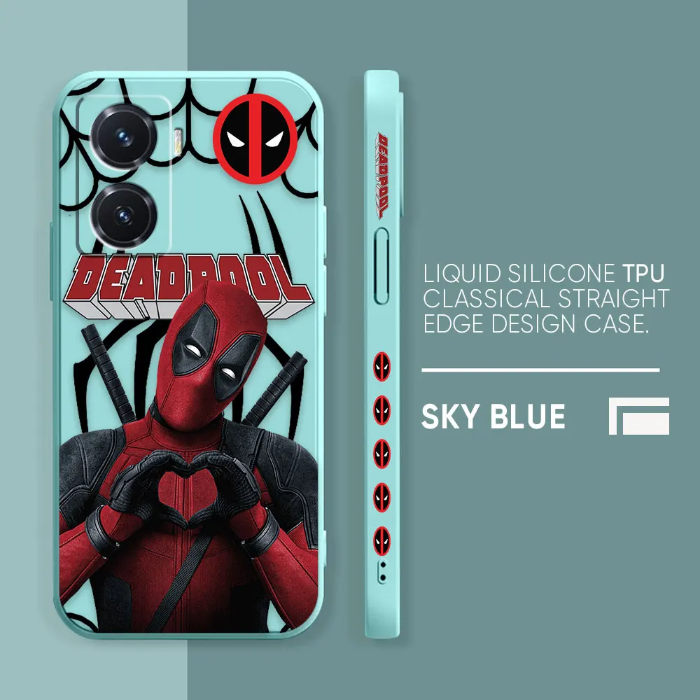 thumbnail image 1 of Case For VIVO Y55 Y52S Y53S Y66 Y55S Y73S 5G Y85 Y93 Y76 Y91 Colour Simple Liquid Silicone Shell Funda Capa Case Marvel Deadpool, 1 of 5