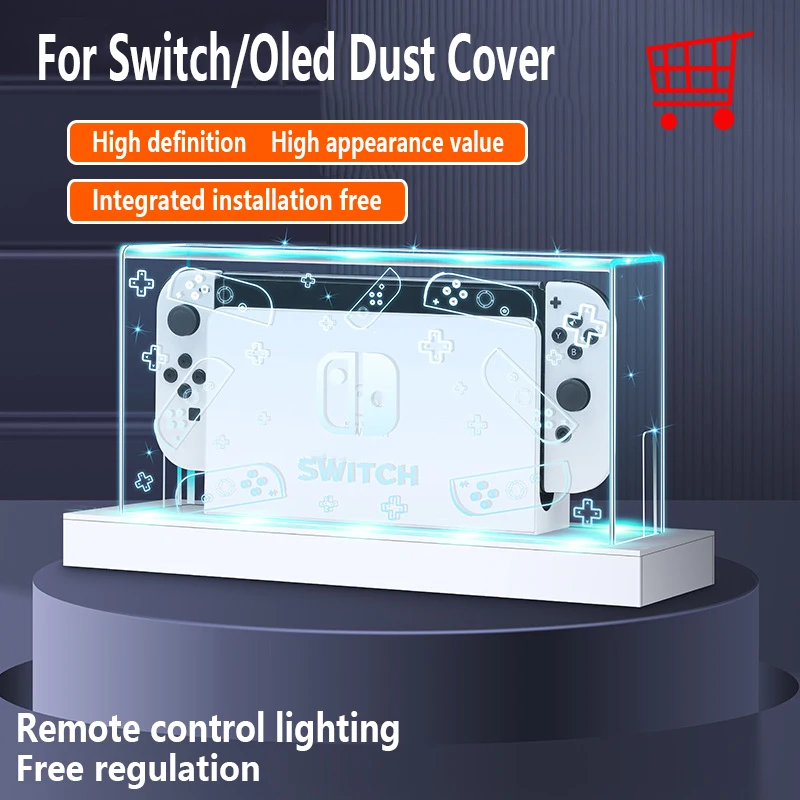 Tampa Transparente Shell Poeira para Nintendo Switch Oled Luz Habitação Base de Display Base Luminosa Rgb 20 Cor