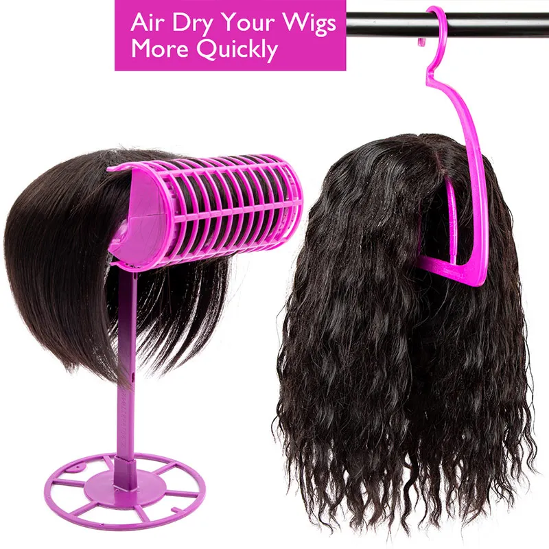 Plussign Plastic Hanging Wig Stand Foldable For Wigs And Hats Travel Salon Display Stands Drying Hair wig stand