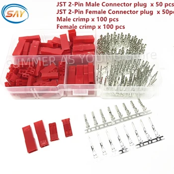 300PCS JST SYP 2 ขาชายหญิงชุดเชื่อมต่อ 2.54mm Pitch JST ที่อยู่อาศัย CRIMP TERMINAL CONNECTOR สําหรับ RC LiPo แบตเตอรี่สีแดง 1