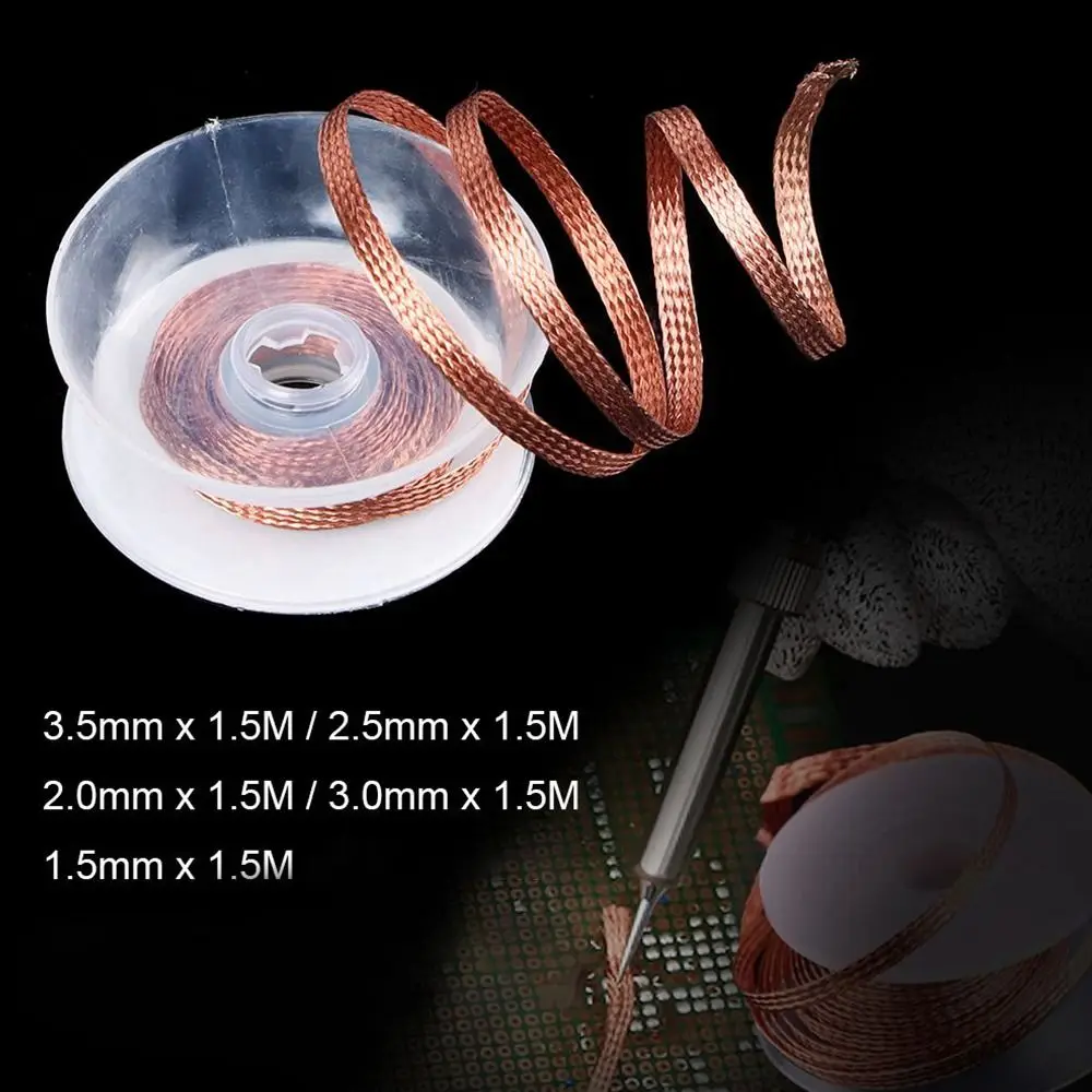 1.5/2.0/2.5/3.0/3.5mm Cleaning Tool Welding Copper Solde Wire Tin Solder Removal Desoldering Braid Tape Soldering Wick desoldering braid