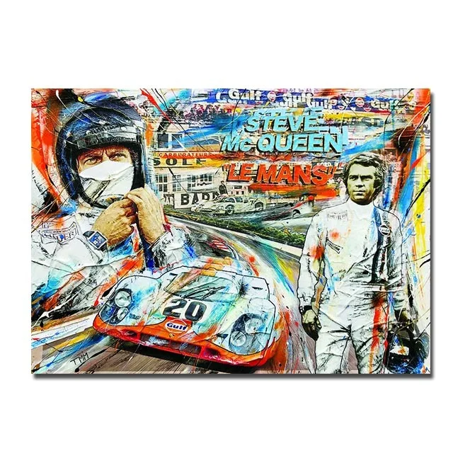 Tableau Toile 'Le Mans Steve McQueen' - 30x45cm - Décoration Murale Cinéma - Neuf