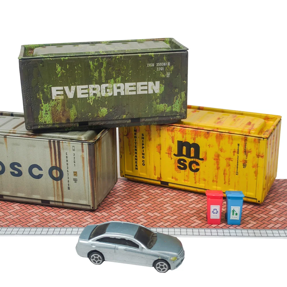 시뮬레이션 배송 컨테이너 미니 레트로 산업 스타일 컨테이너 모델 장난감 보관함 액세서리 창의적인 선물 1개