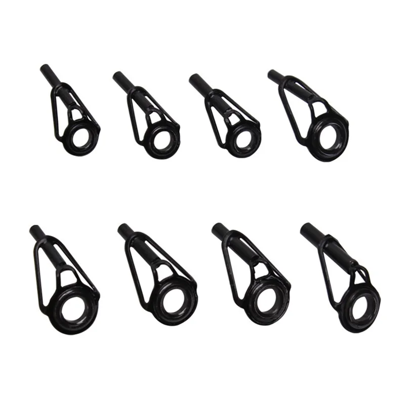 Fishing Rod Accessories 8/16/80Pcs Black Top Tip Guide for Spinning Casting Fishing Rod Building Repair Eye Line Ring Stainless Steel Frame