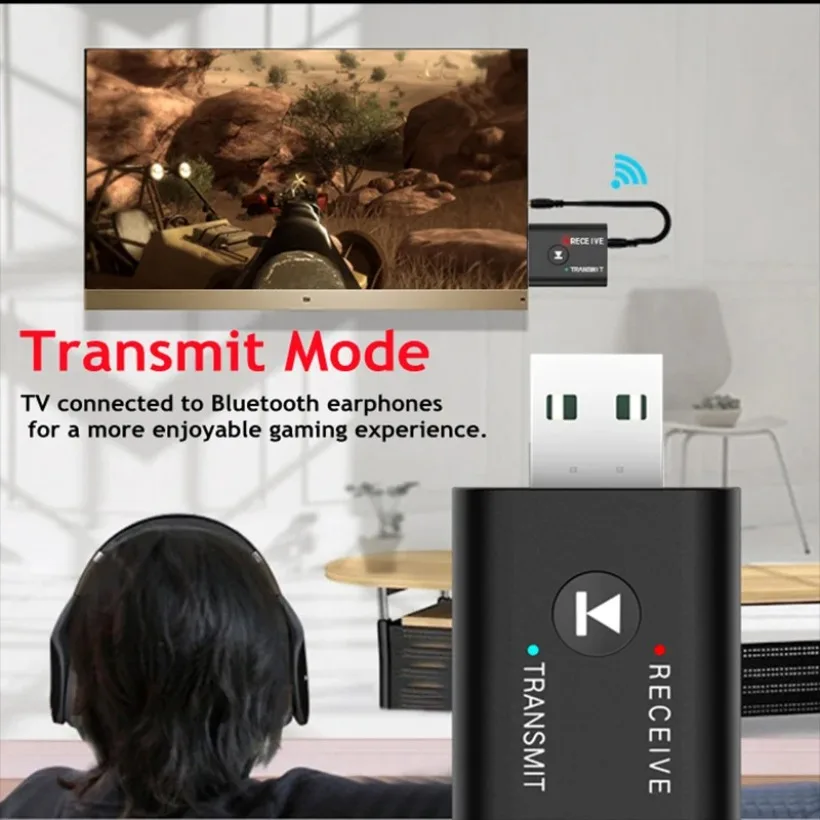 2 IN1 USB 블루투스 어댑터 5.0 무선 블루투스 송신기 수신기 PC TV 노트북 스피커 이어폰 블루투스 동글