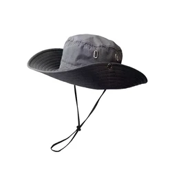 Men's Outdoor Sunshade Summer Bucket Hat with Wide Brim - 58 - 60cm (GRAY)
