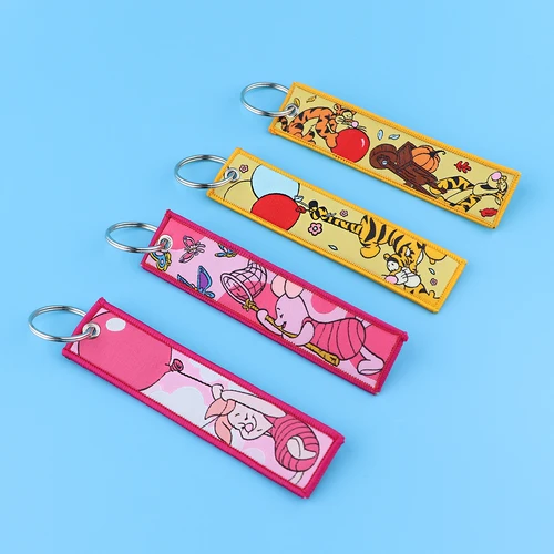 Winnie Bear 미키 귀여운 키체인, 자동차 백팩 키 홀더, 패션 자수 키링, 키 태그, 제트 태그 액세서리 선물, 1 개 5