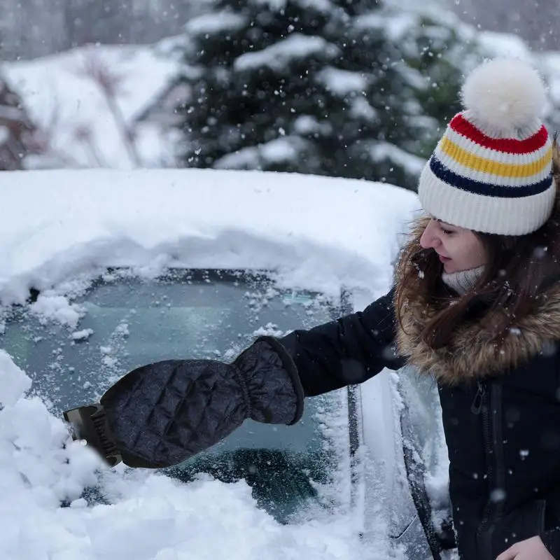For Home Use Car Ice Scraper Windshield Scraper With Gloves Automobile Window Snow Removal Shovel Waterproof Warm Mittens For