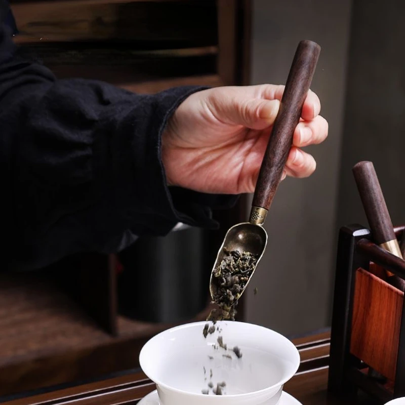 Tea Art Six Gentlemen Set Ebony Rosewood Tea Caddy Spoons Cups Forks Kung Fu Tools Accessories