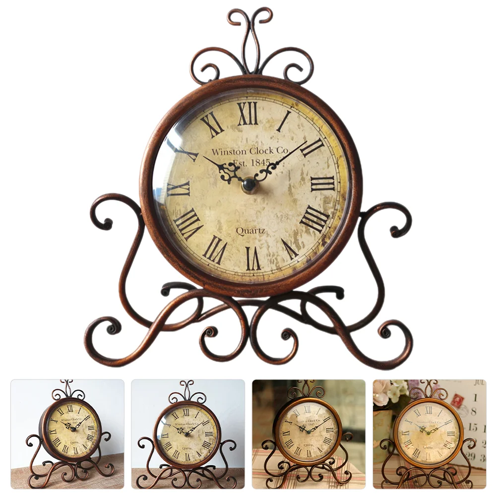 

Dorm Table Clock Bedside Clocks Pastoral Desk Wall Retro Non-Ticking Case Classical Desktop Decoration Ornament