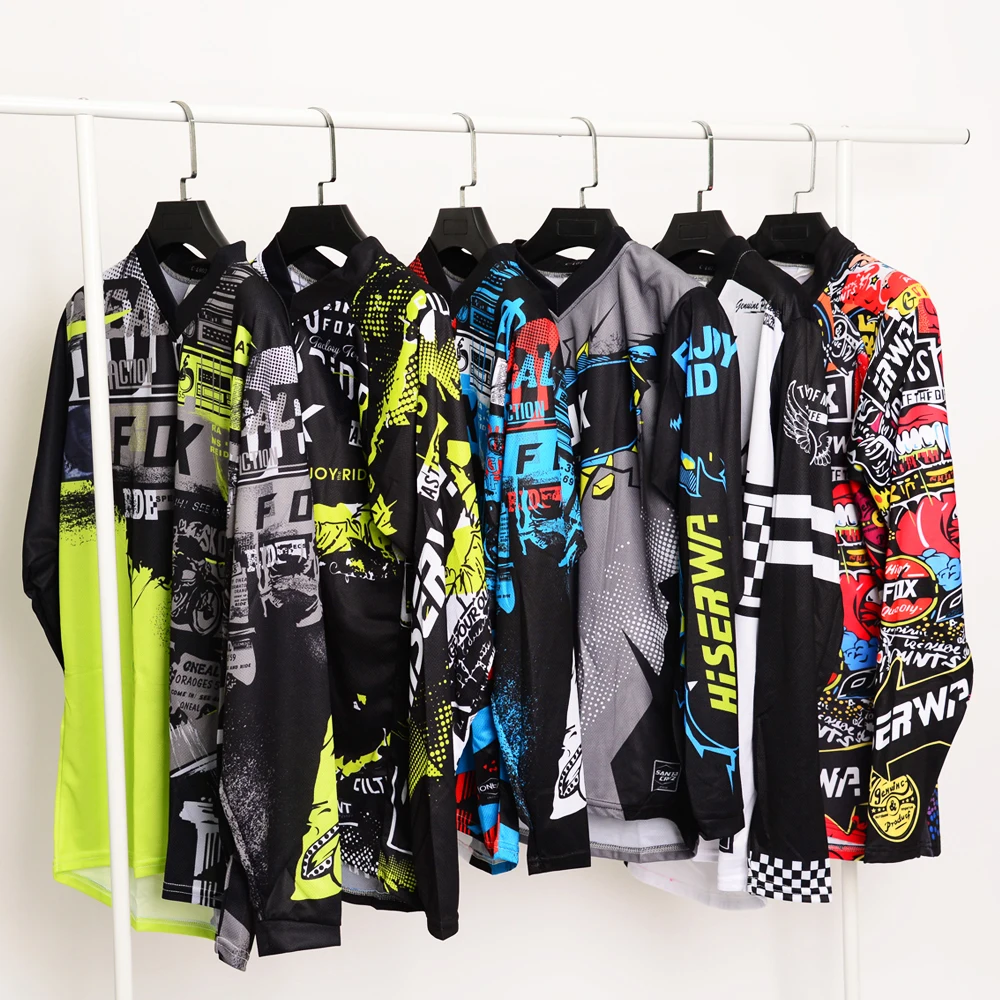 Men's Long Sleeve Motocross Cycling Jersey Bat Fox Downhill Mountain Bike MTB Shirts Offroad Dh Motorcycle Enduro Clothing