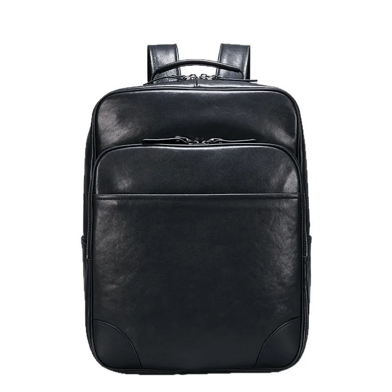 New Genuine Leather Backpack Men Large Capacity Top Grain Casual Travel Korean Style Trendy Business Backpack